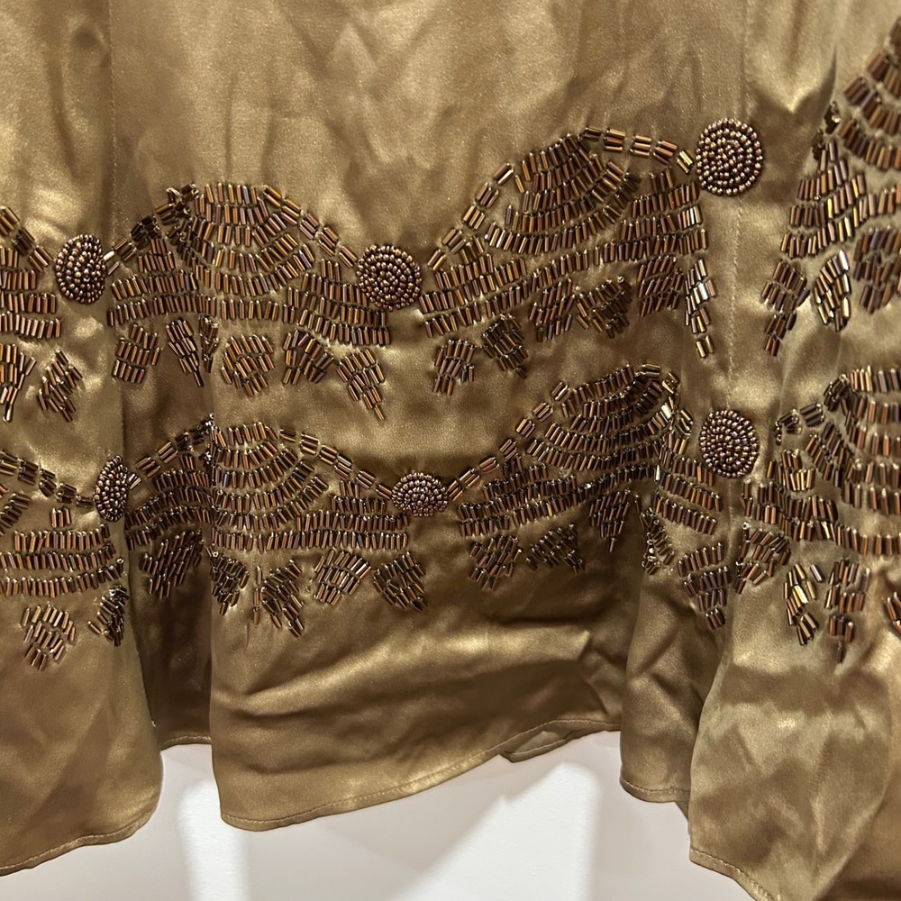 Womens Etcetera bronze beaded silk skirt size 16 - Picture 4 of 5